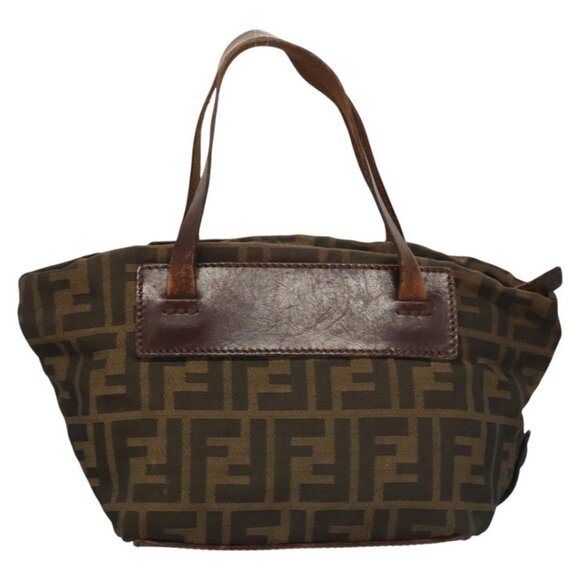FENDI Zucca Canvas Hand Bag Black Brown Auth - Picture 3 of 15